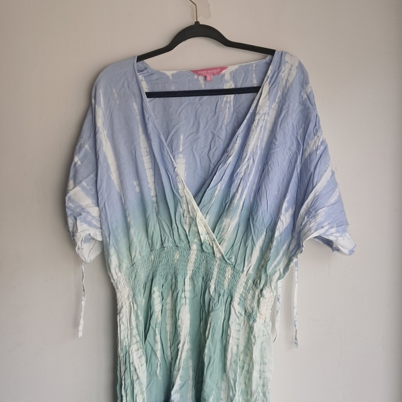 Simply Southern Elegant Blue and Green Tie-Dye Dress XL - Picture 2 of 8